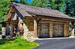 Antique Gray Barnwood and Hand-Hewn Timbers - Garage in Jackson, Wyoming