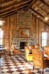 Antique Brown Barnwood Ceiling, Weathered Timber Rafters - Big Horn, Wyoming