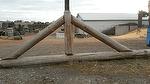 bc# 214757 - 1x1 Weathered Trusses - 716.00 bf - Roughly 14" diameter poles; truss is about 7'8" high and 24'1" wide; paired with bc #152897 (discount available if purchasing both)