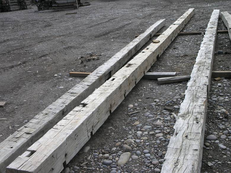 Oak Hand Hewn Timbers / long hand hewn timbers (note pockets)