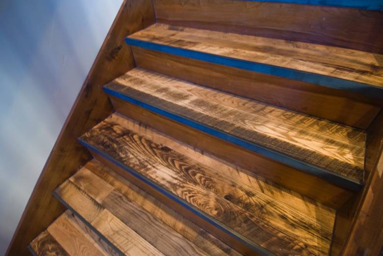 Mixed Hardwoods - Skip-Planed T&G Flooring - stairs