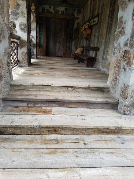 Antique Gray Rough Barnwood stairs and decking