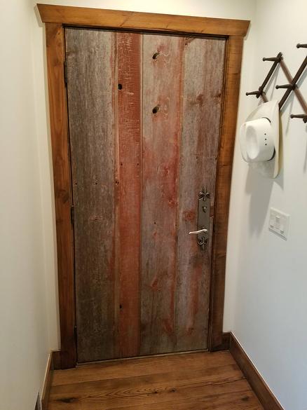 Antique Red Painted Barnwood used for door construction