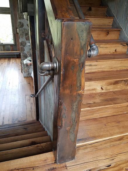 Timber newell posts and hand rail