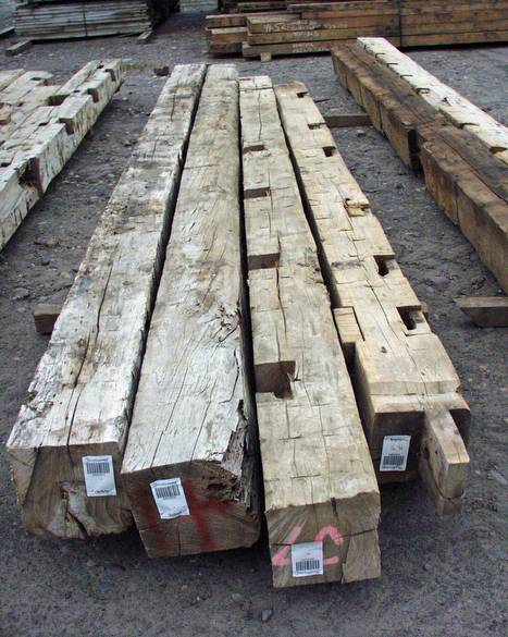 Hand Hewn Timbers / Two on left have few/no pockets; two on right have notches
