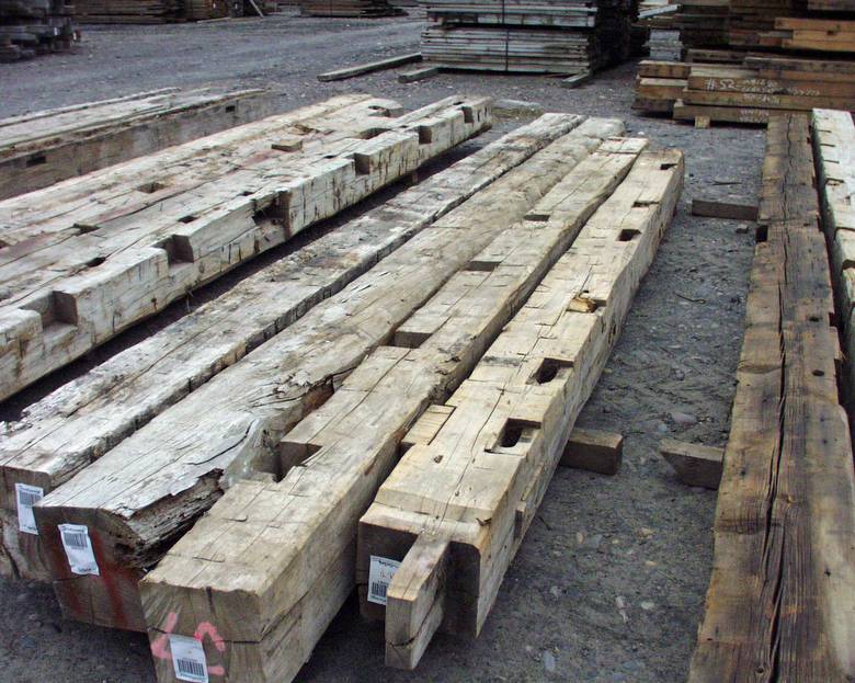 Hand Hewn Timbers / Notches on timbers on the right