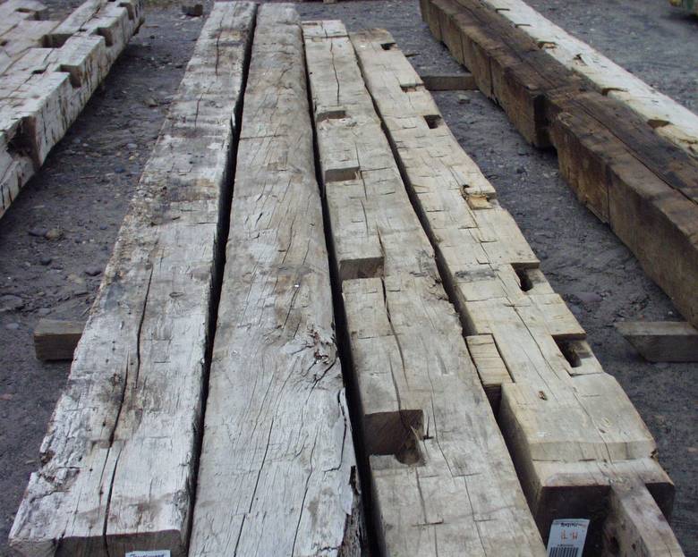 Hand Hewn Timbers / Notches on timbers on right