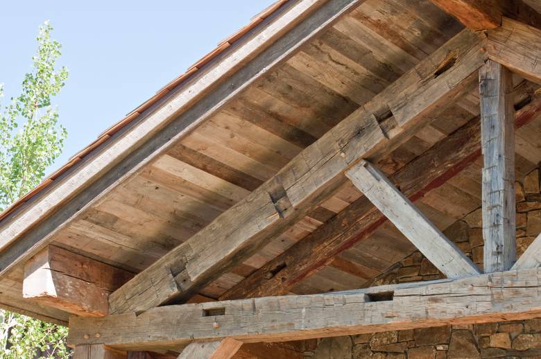 Hewn Truss and Barnwood Ceiling