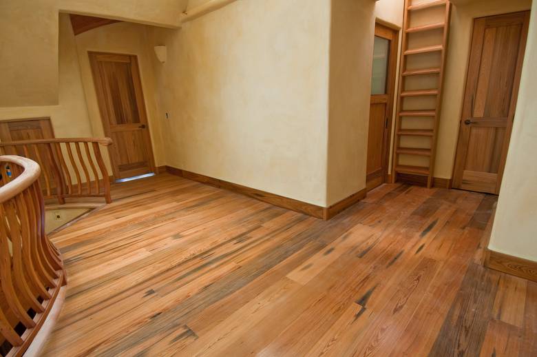 Cypress floor, door, and cabinet