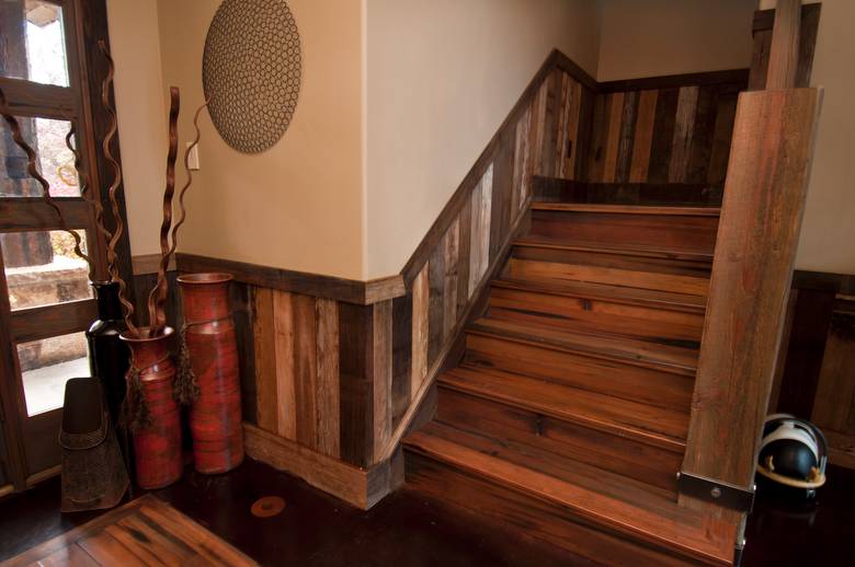 Picklewood flooring, stairs, wainscot and doors