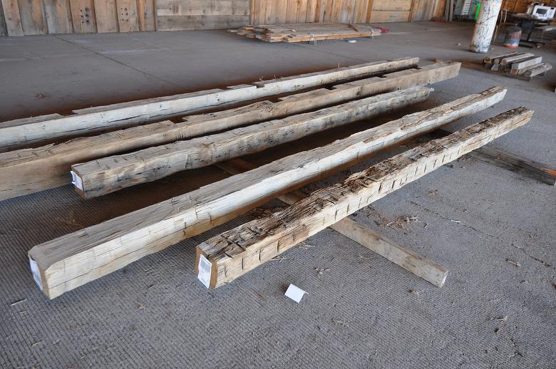 Hand-Hewn Oak Timbers, Pressure-Washed for Order