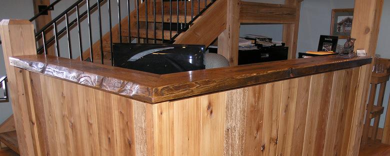 Lindon Reception Desk / Trailblazer desk with oak counter and desktop