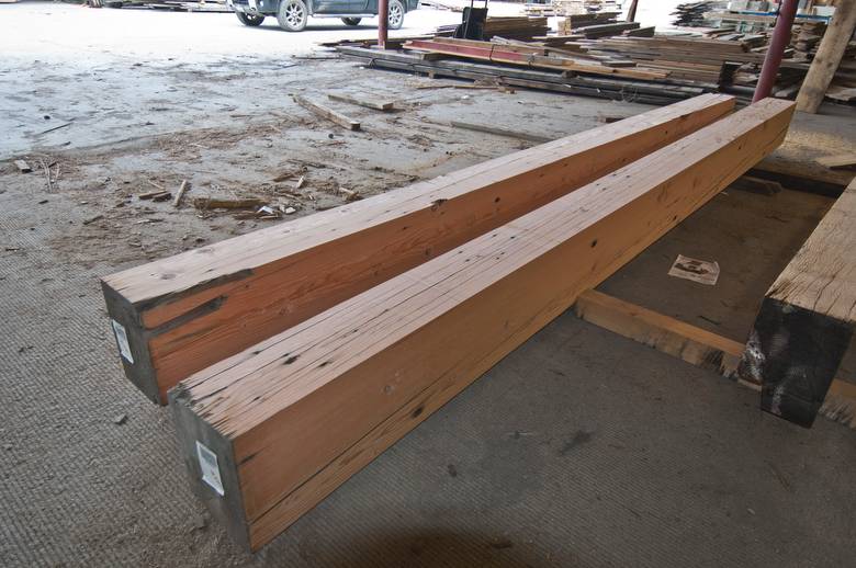 Timber on Right:  1 piece of 9 x 14 x 78" and 2 pieces of 8 x 12 x 64".
