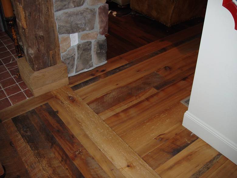 Trailblazer Skip-Planed Mixed Hardwood Floor With Micro Bevel and Greenheart flooring