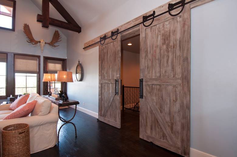 NatureAged Barnwood Gray Sliding Door (the brown accents are the backside of NatureAged gray)