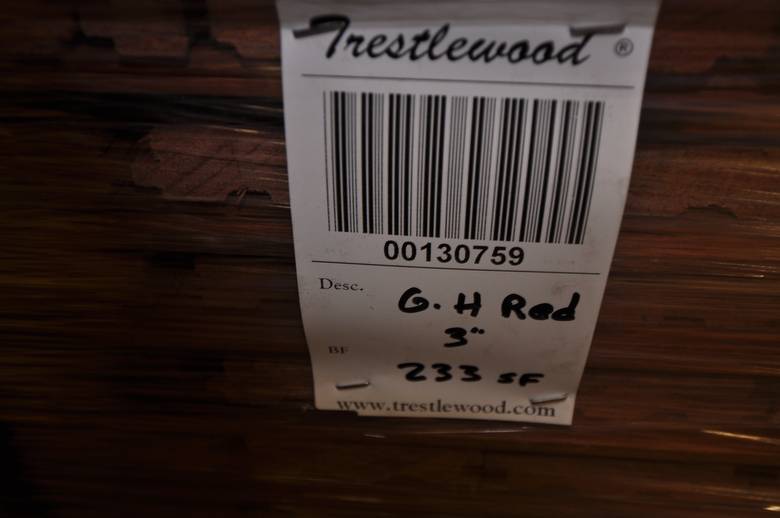 bc# 130759 - .68" x 3" Greenheart (Red) T&G Flooring - 233.50 sf