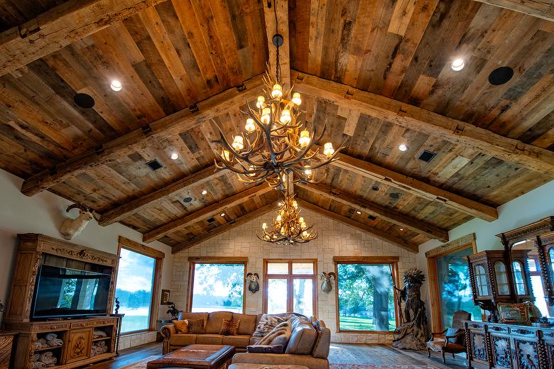 Hand-Hewn Timbers and Antique Brown Barnwood