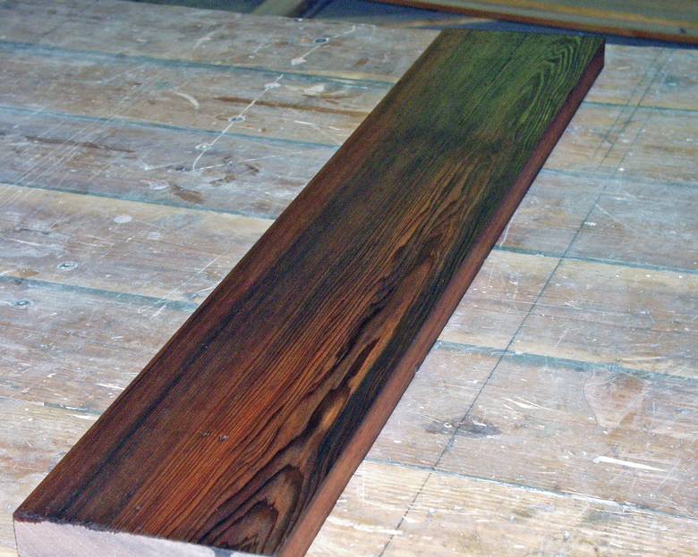 Redwood picklewood stave / planed and oiled--note staining and character
