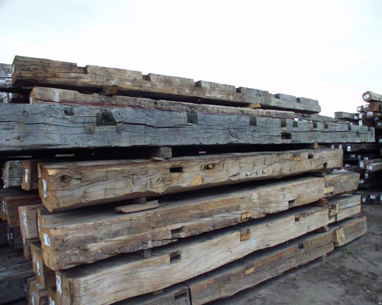 Hand Hewn Timbers / looking at top grey with mutiple notches