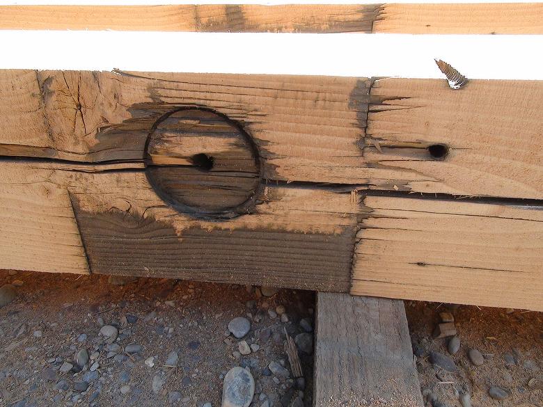 Douglas Fir Timbers --Close-up of countersink/bolt hole