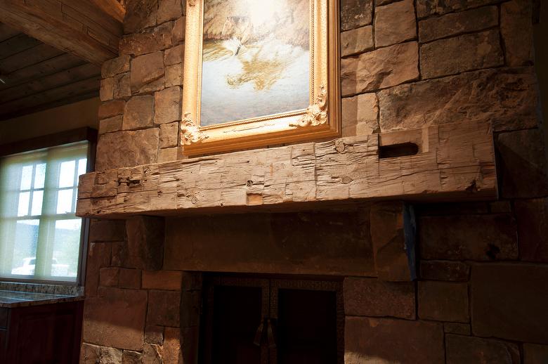 Hand-Hewn Timbers & Fireplace Mantel - Driggs, Idaho