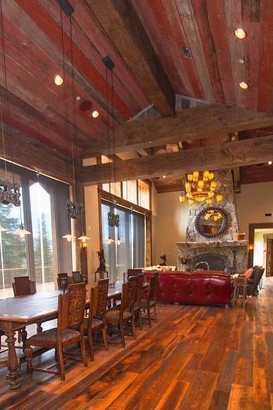 Antique Red Painted Barnwood ceiling