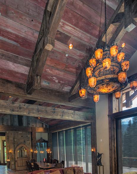 Antique Red Painted Barnwood ceiling