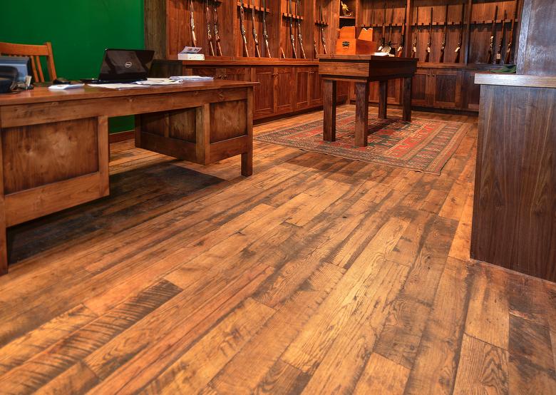 4.5 inch Wide 2-4' Lengths - Antique Oak Skip-Planed T&G Flooring from Ruby Pipeline Block Timbers