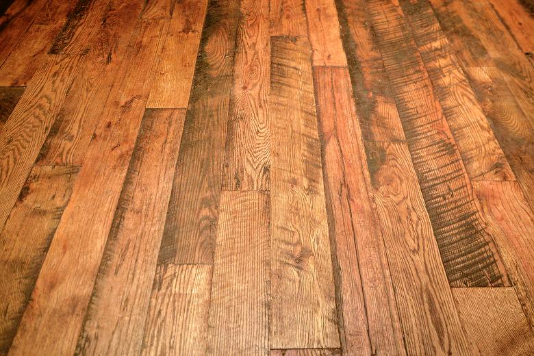 4.5 inch Wide 2-4' Lengths - Antique Oak Skip-Planed T&G Flooring from Ruby Pipeline Block Timbers