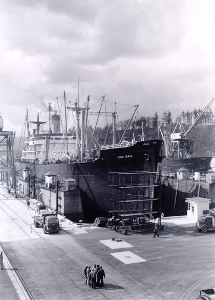 Ship on drydock #2 in Portland, OR / Douglas fir drydock