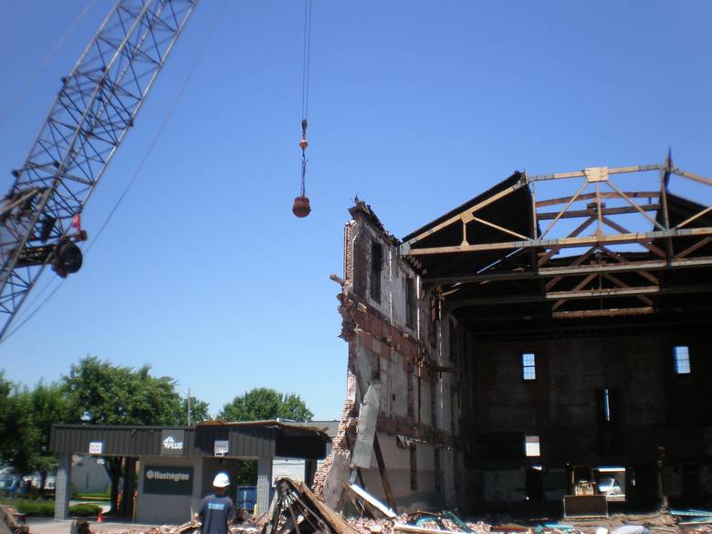 Opera House Exterior Deconstruction / Crane and wrecking ball