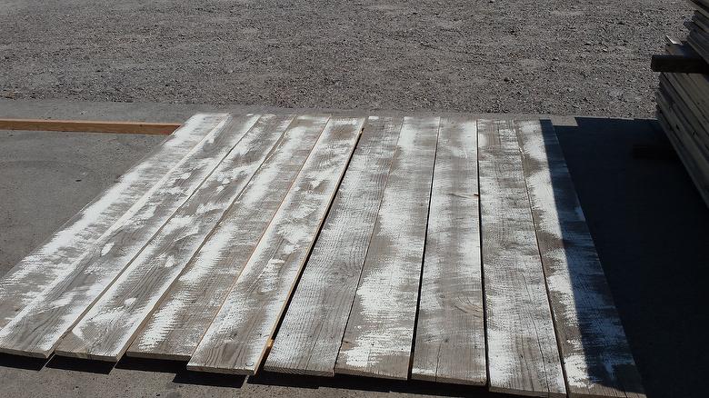 NatureAged Barnwood painted with white paint (No lead-based paint)