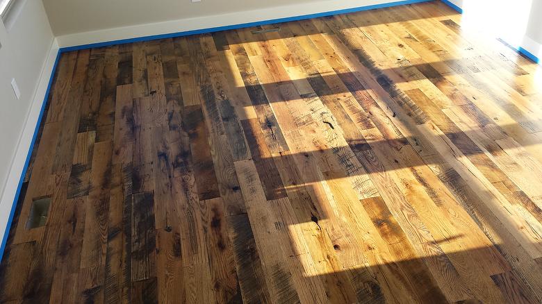 Skip-Planed Oak Flooring - all 4.5" 70% Skip 30% Smooth - Satin Polyurethane finish
