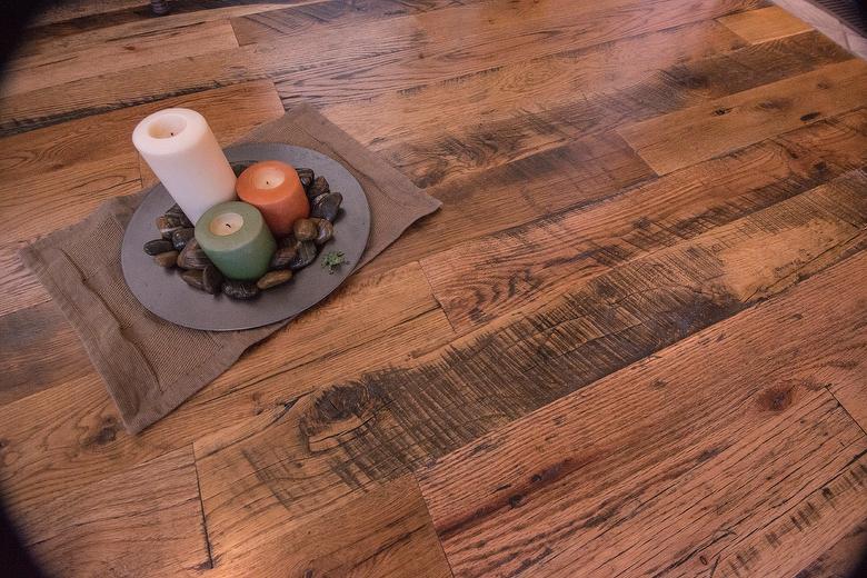 Antique Oak Skip-Planed Flooring (70% Skipped, 30% Smooth) Satin Polyurethane finish
