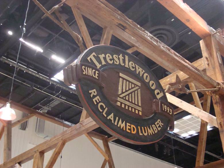 Trestlewood sign made of reclaimed redwood / w/ gold foil lettering - a very unique sign