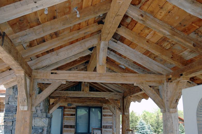 Hand-Hewn Walkway / This walkway cover was constructed using authentic hand-hewn timbers