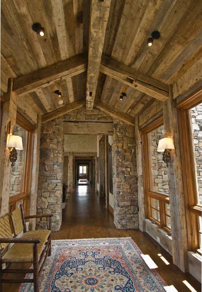 Hand-Hewn Timbers and Barnwood Ceiling