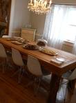 Customer Table (weathered oak lumber + hand-hewn timbers)