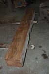 bc# 110472 - 7.25x8.5 x 5.54' Hand-Hewn Mantel, Finished - 28.45 bf - Hand Hewn Hickory Mantel - Finished with light brown wax