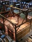Camp barn frame trade show booth / Before disassembly, wall and floor panels