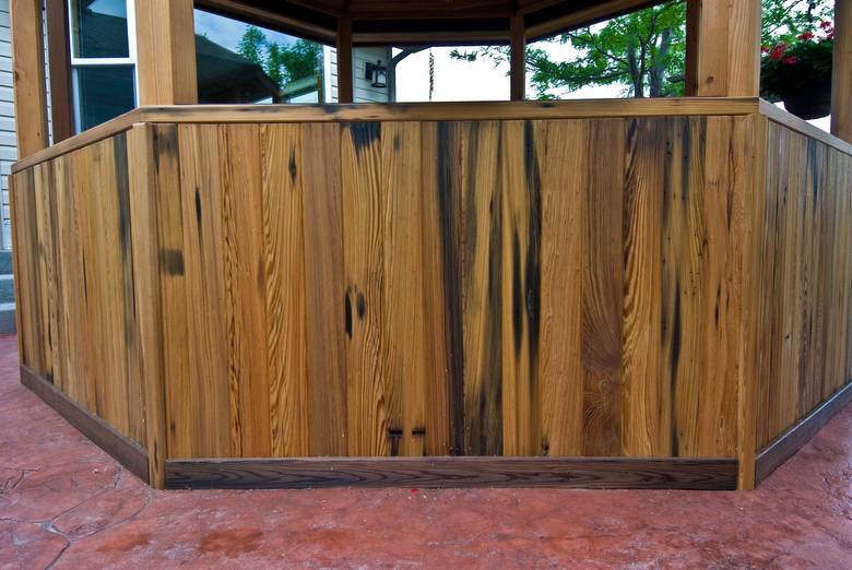 Cypress Gazebo / Close-up Cypress panel, redwood trim
