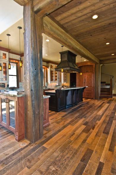 Mixed Hardwoods Skip-Planed Flooring & Trestlewood II "Salty Fir" Circle-Sawn Timbers