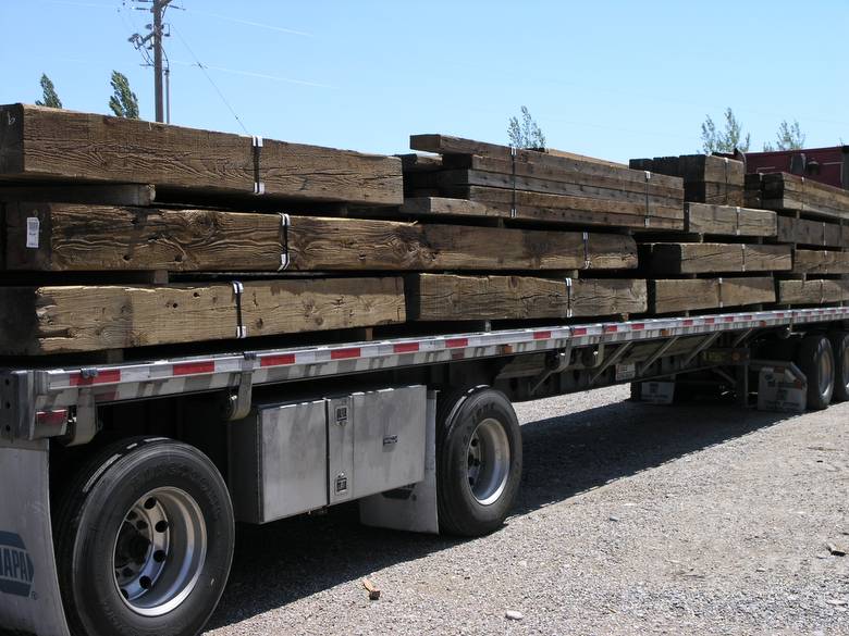 Pressure washed and resawn timber load for custome / DF and weathered timber load