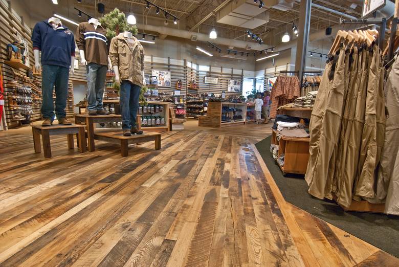 Trailblazer Mixed Hardwood Skip-Planed Floor / Retail Store