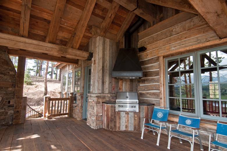 3x10 weathered decking, barnwood siding and weathered timbers