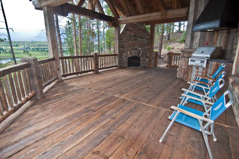 3x10 weathered decking, barnwood siding and weathered timbers