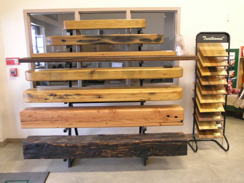 Mantel Display Stand in Park City, Utah / Oak, Oak, Cypress, Redwood, Oak, Heart Pine, Douglas Fir and Charred mantels