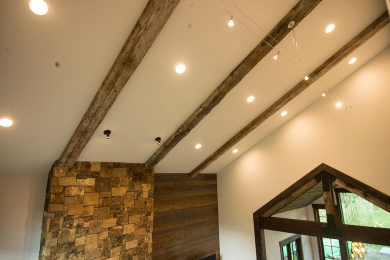 Hand-Hewn Timbers in Ceiling