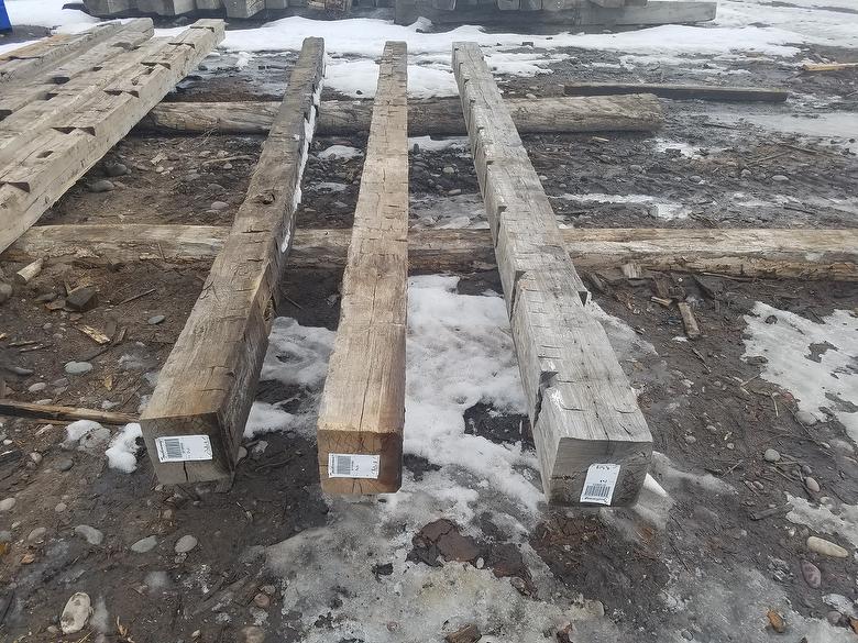 left to right:  7 x 8 x 18, 8 x 9 x 18, 9 x 9 x 18 hewn oak