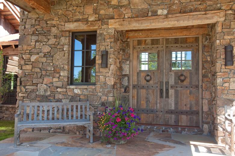 Hand-Hewn Timber and Weathered Door